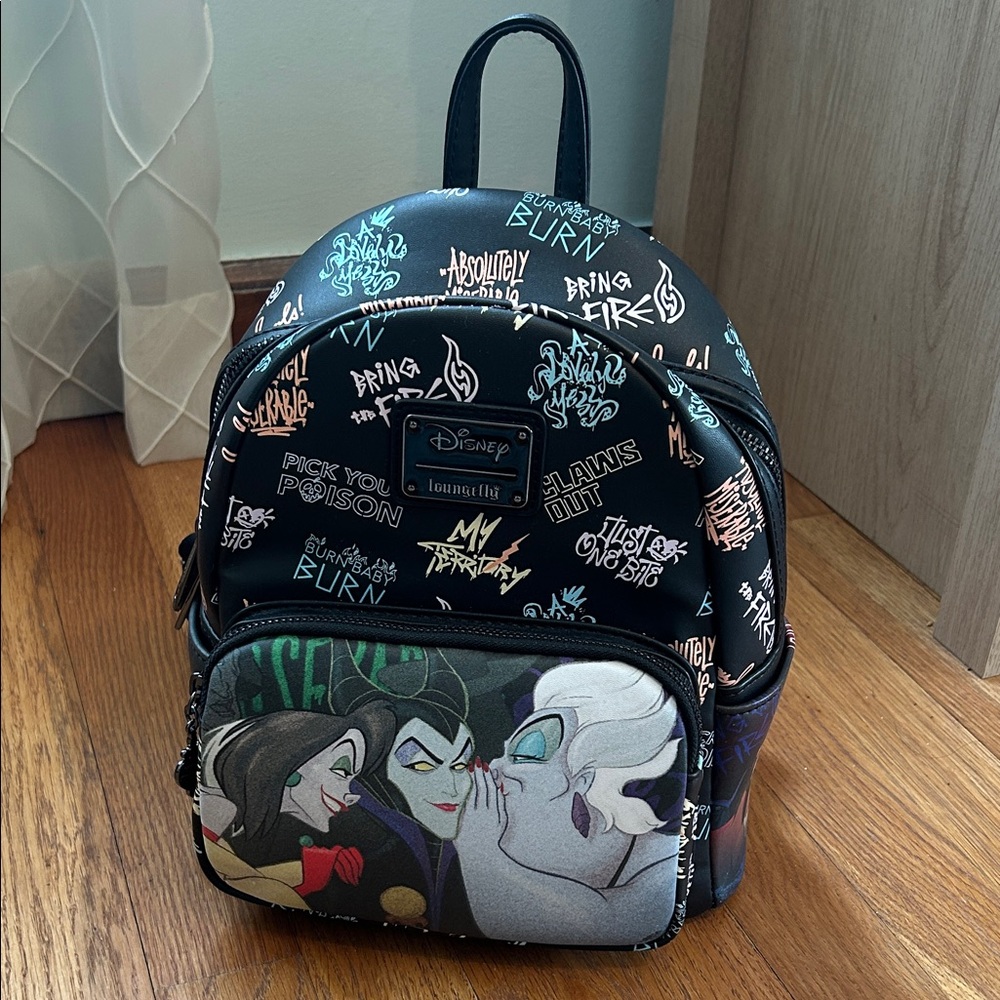 Loungefly Disney Villains Graffiti Mini Backpack - Black with Multicolor Accents